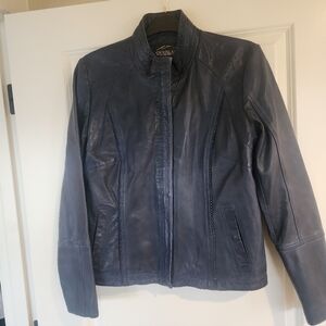 Women's Blue Leather Jacket